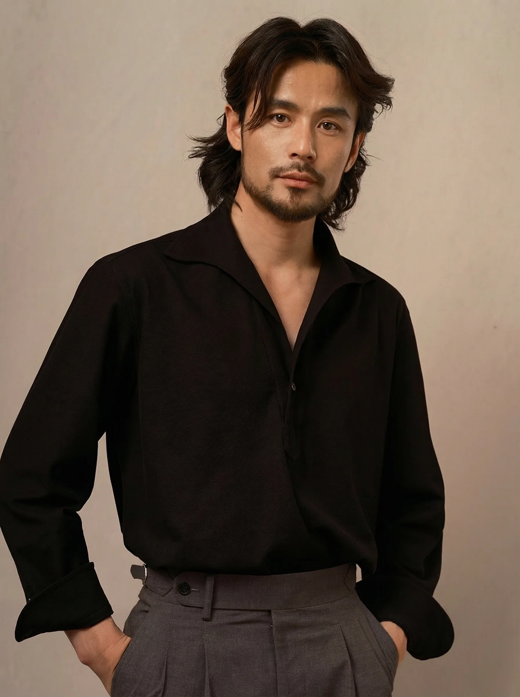 Italian Piqué Cotton Collar Shirt - Image 2