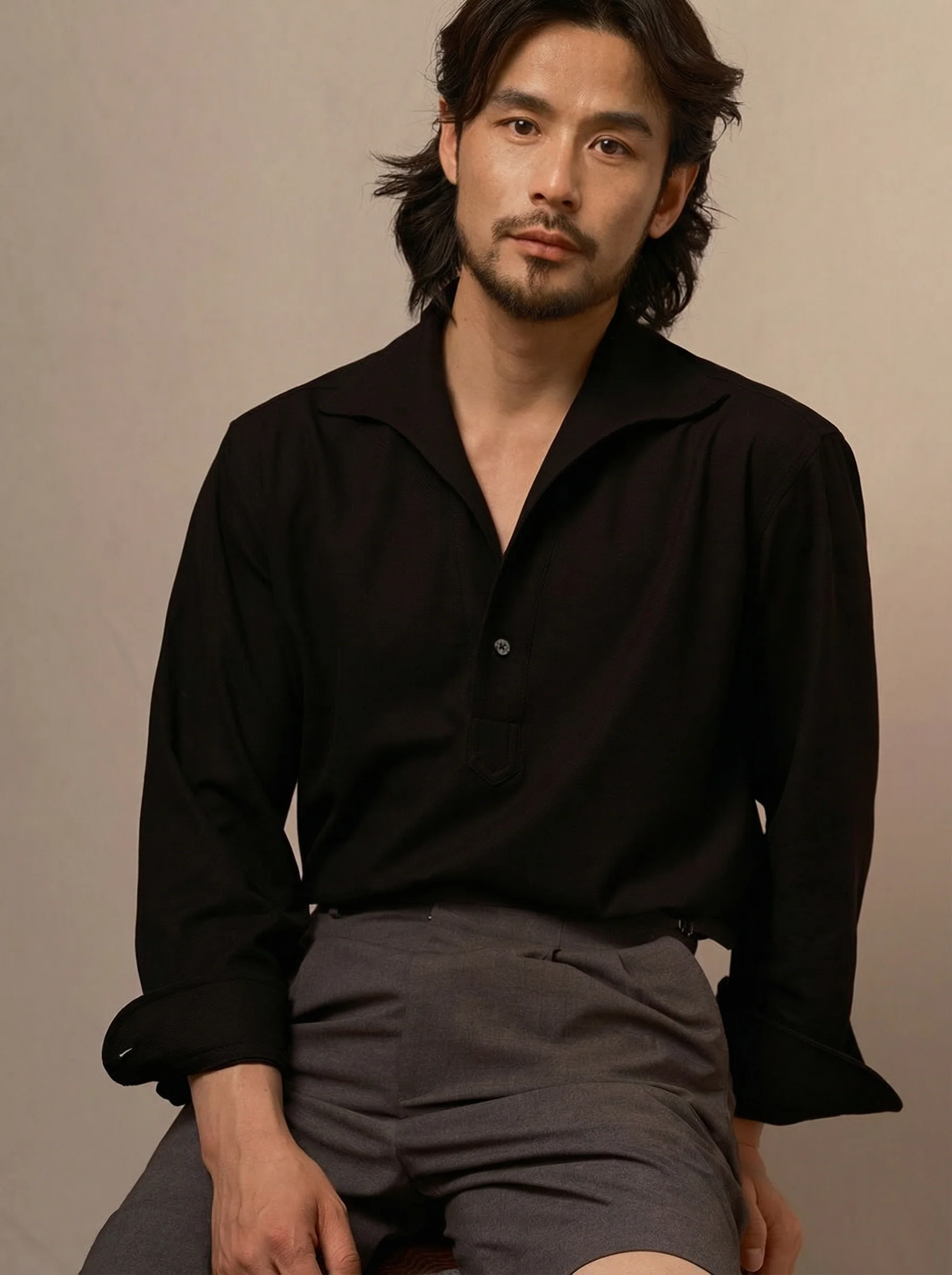 Italian Piqué Cotton Collar Shirt - Image 4