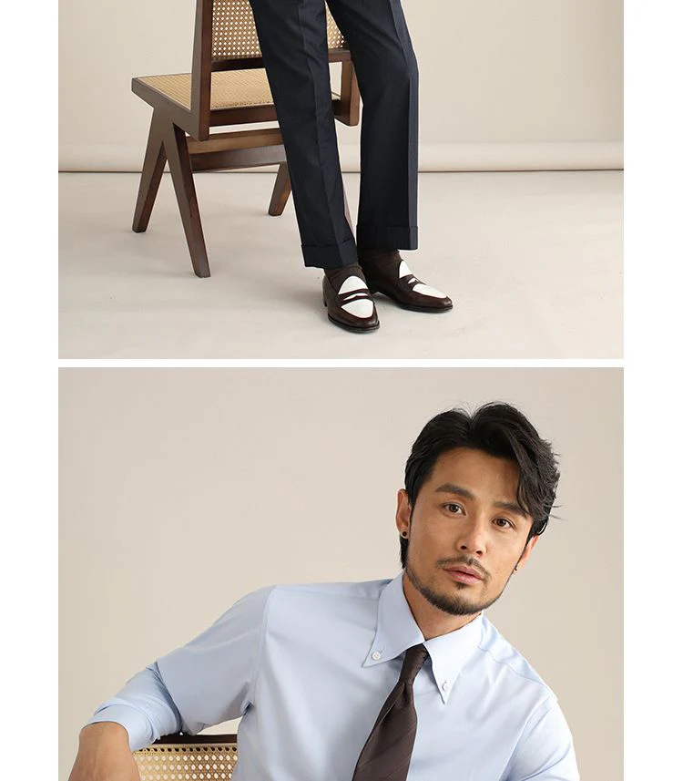 Italian Retro Large Point Collar Shirt - Image 2