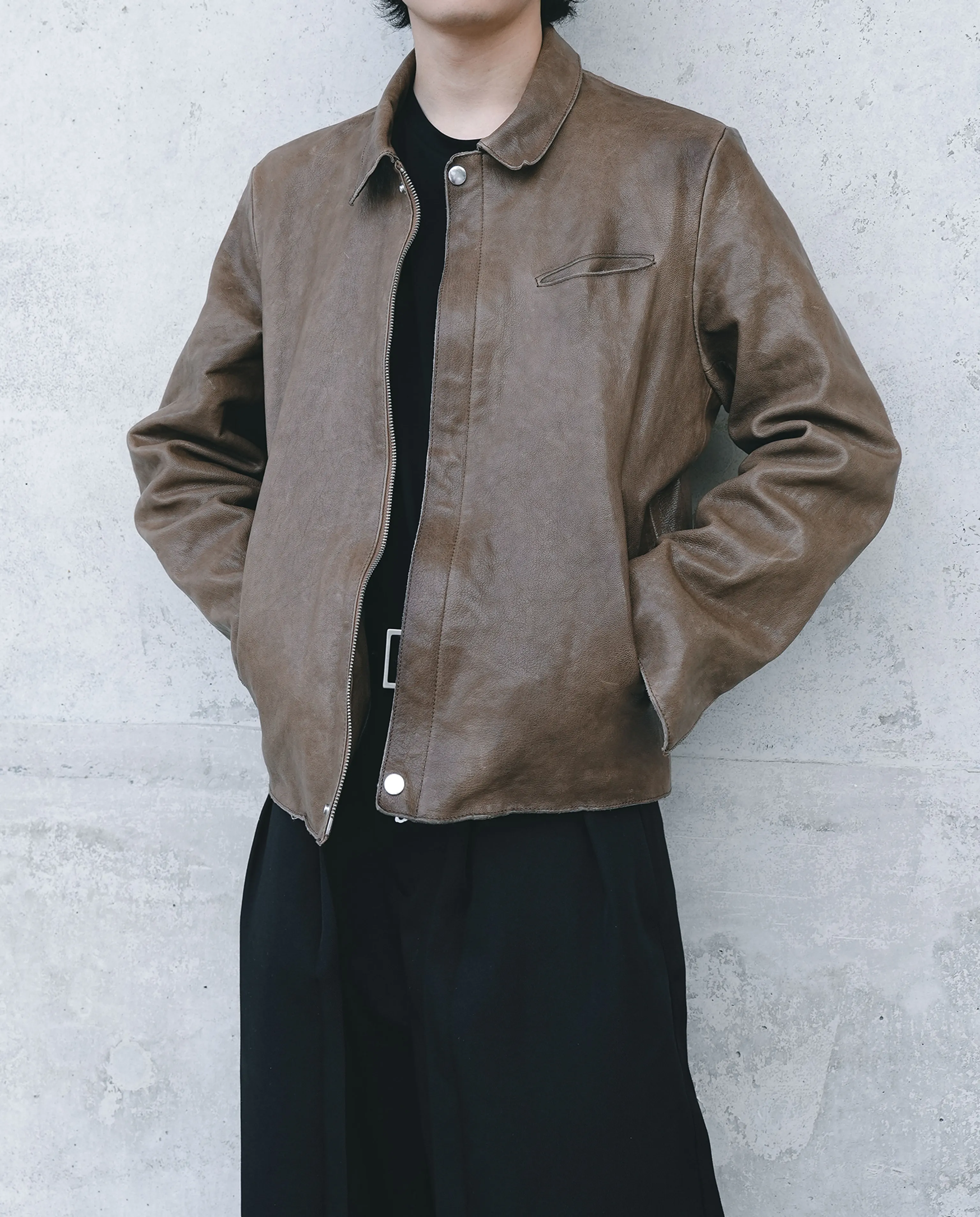 Italian Sheepskin Shirt-Collar Jacket - Image 6