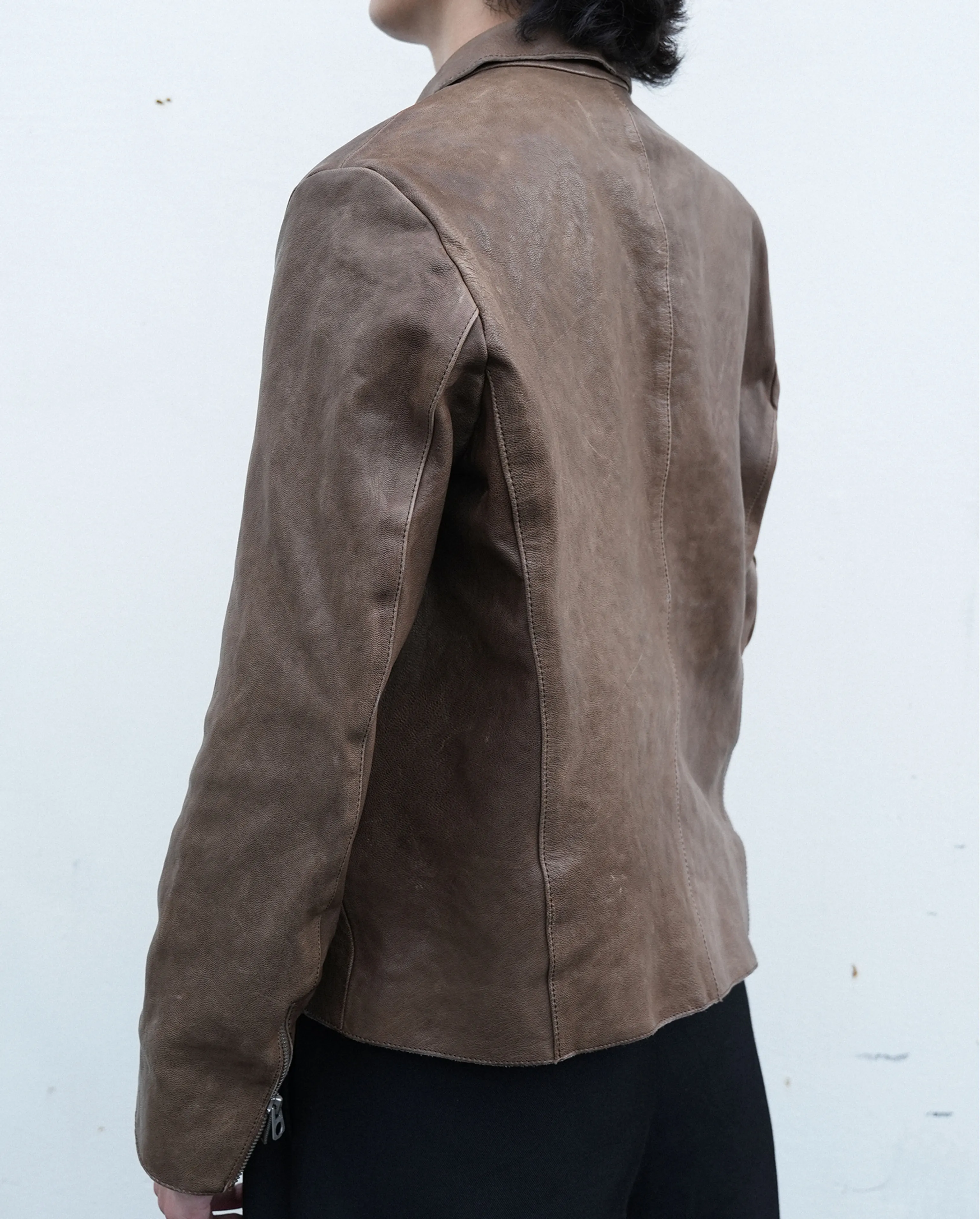 Italian Sheepskin Shirt-Collar Jacket - Image 7