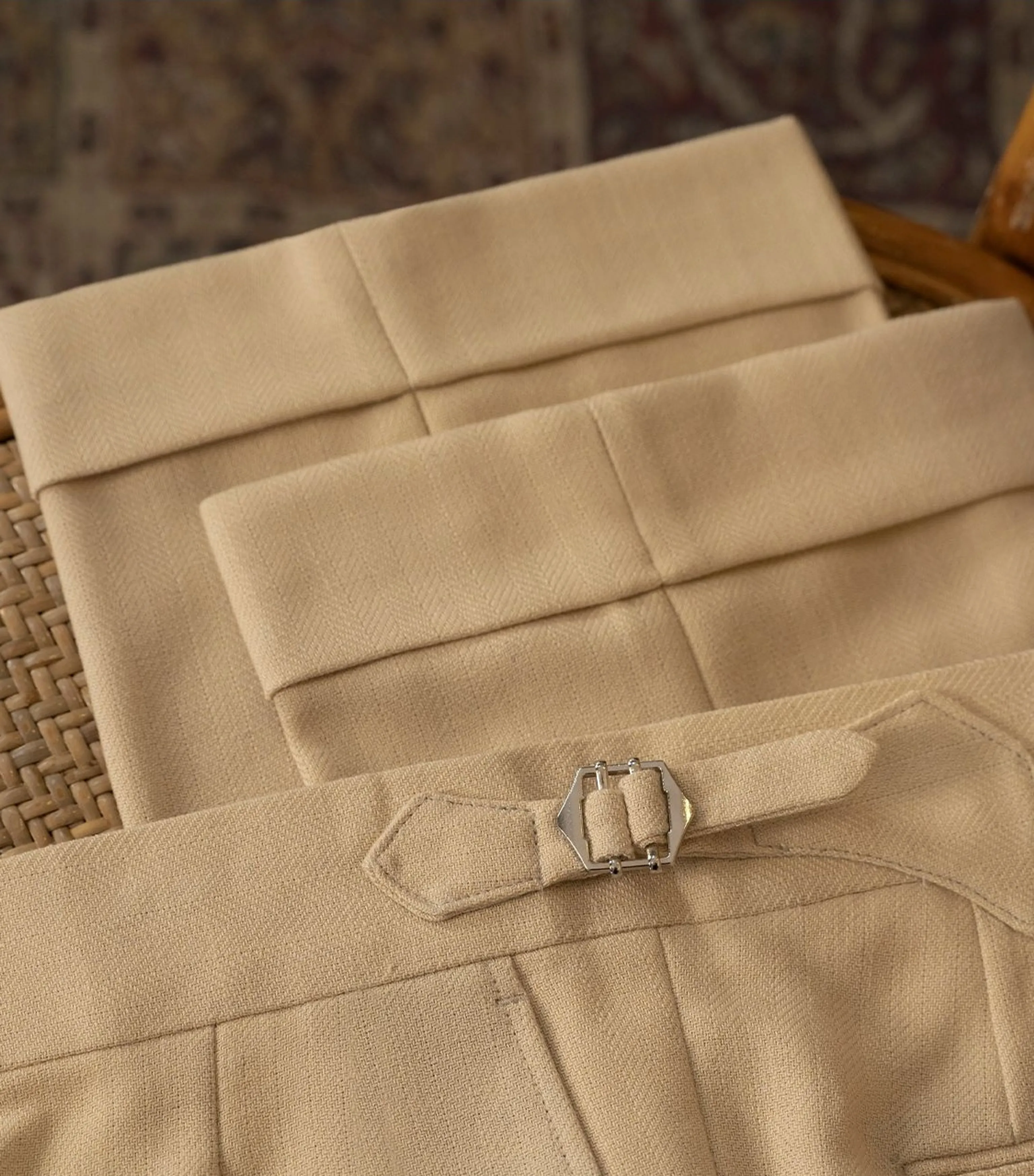 Italian Single-Pleat Herringbone Trousers - Image 5