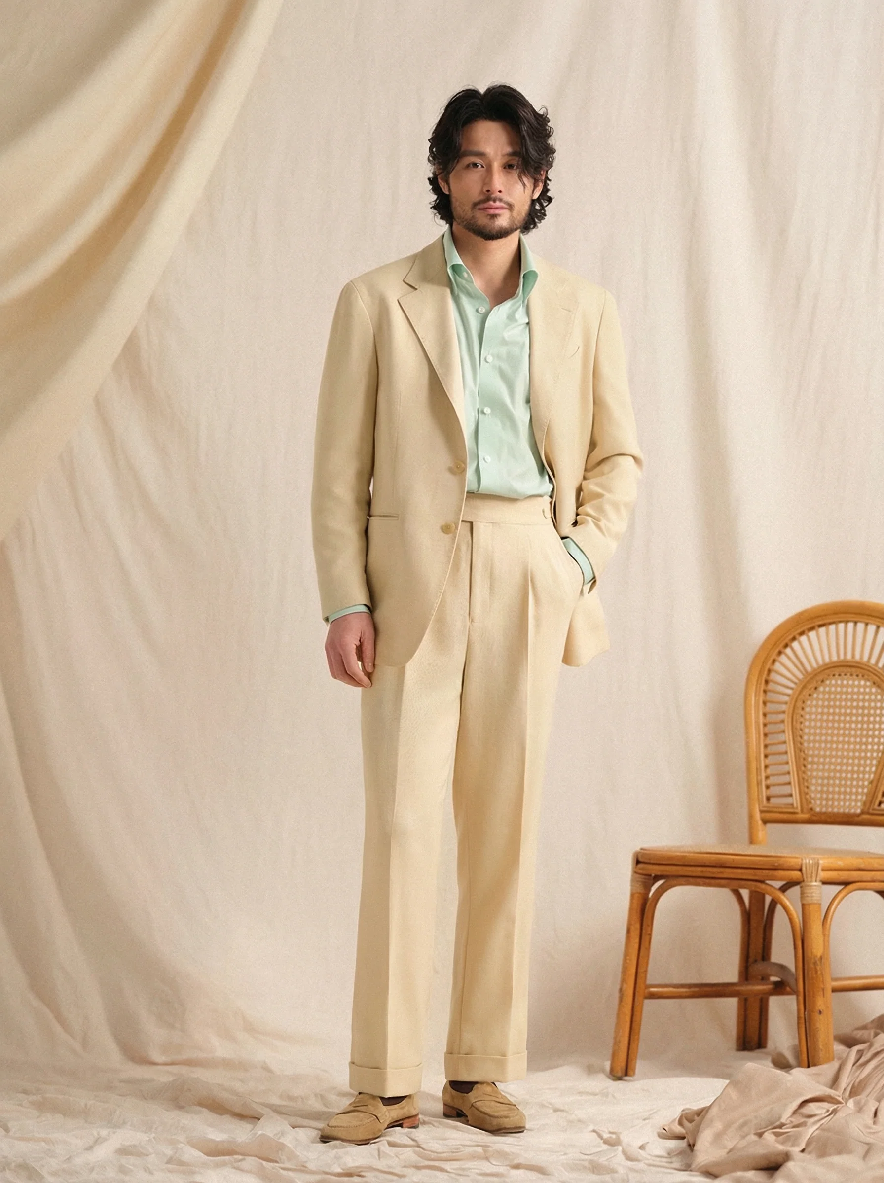 Italian Single-Pleat Herringbone Trousers - Image 6