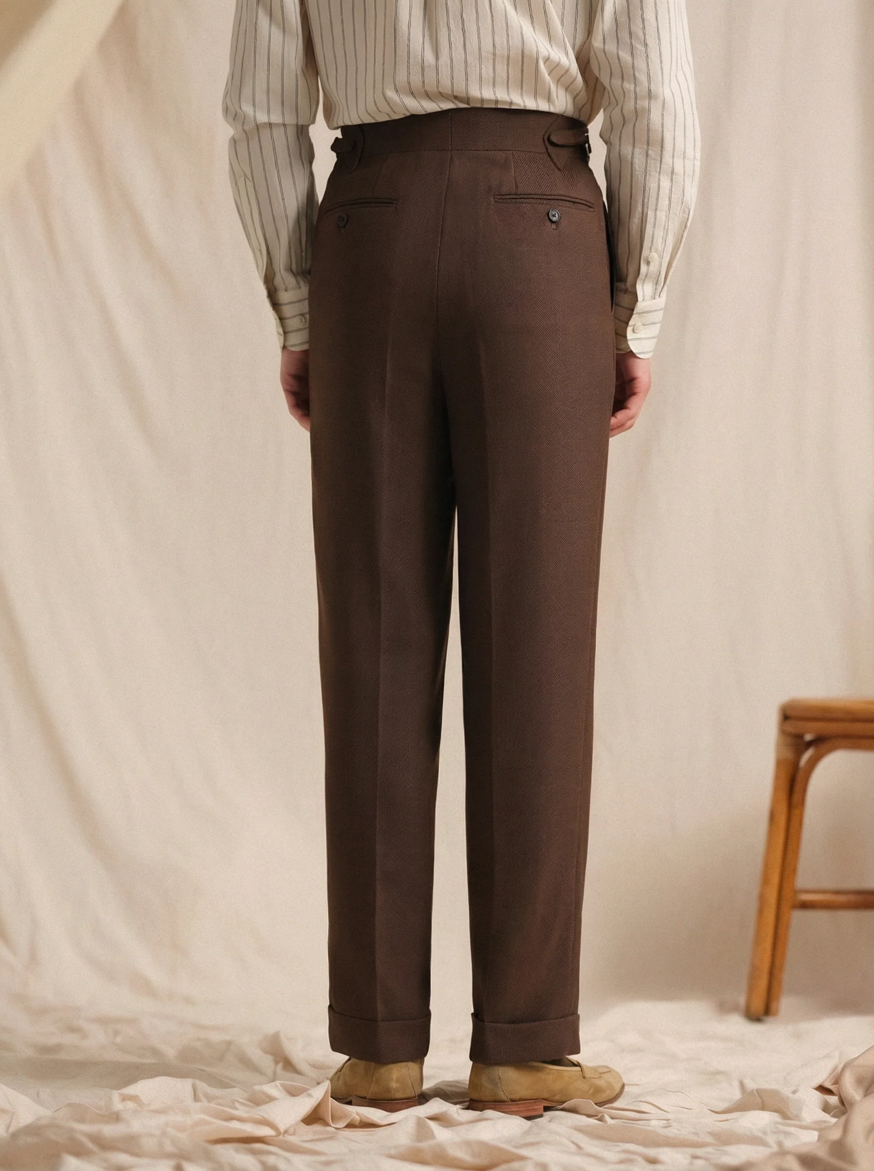 Italian Single-Pleat Herringbone Trousers - Image 7