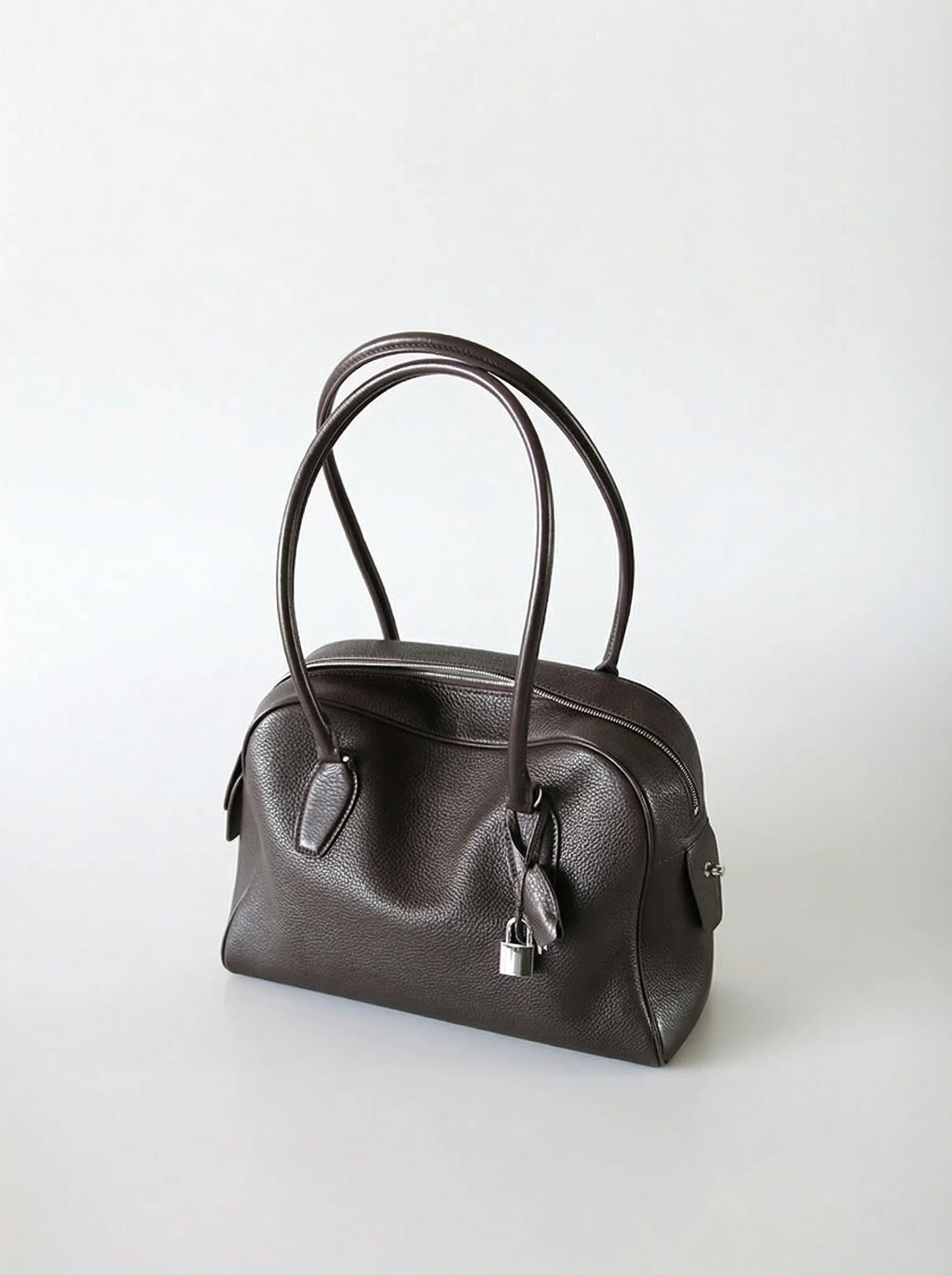 Italian Top-Grain Leather Boston Shoulder Bag - Image 8