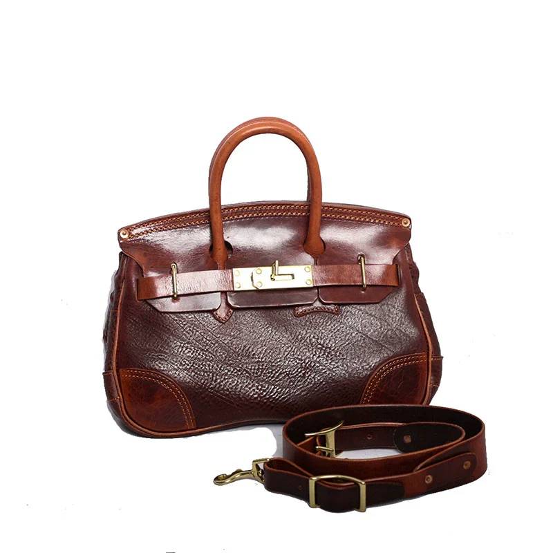Italian Vegetable-Tanned Leather Top-Handle Bag - Image 4