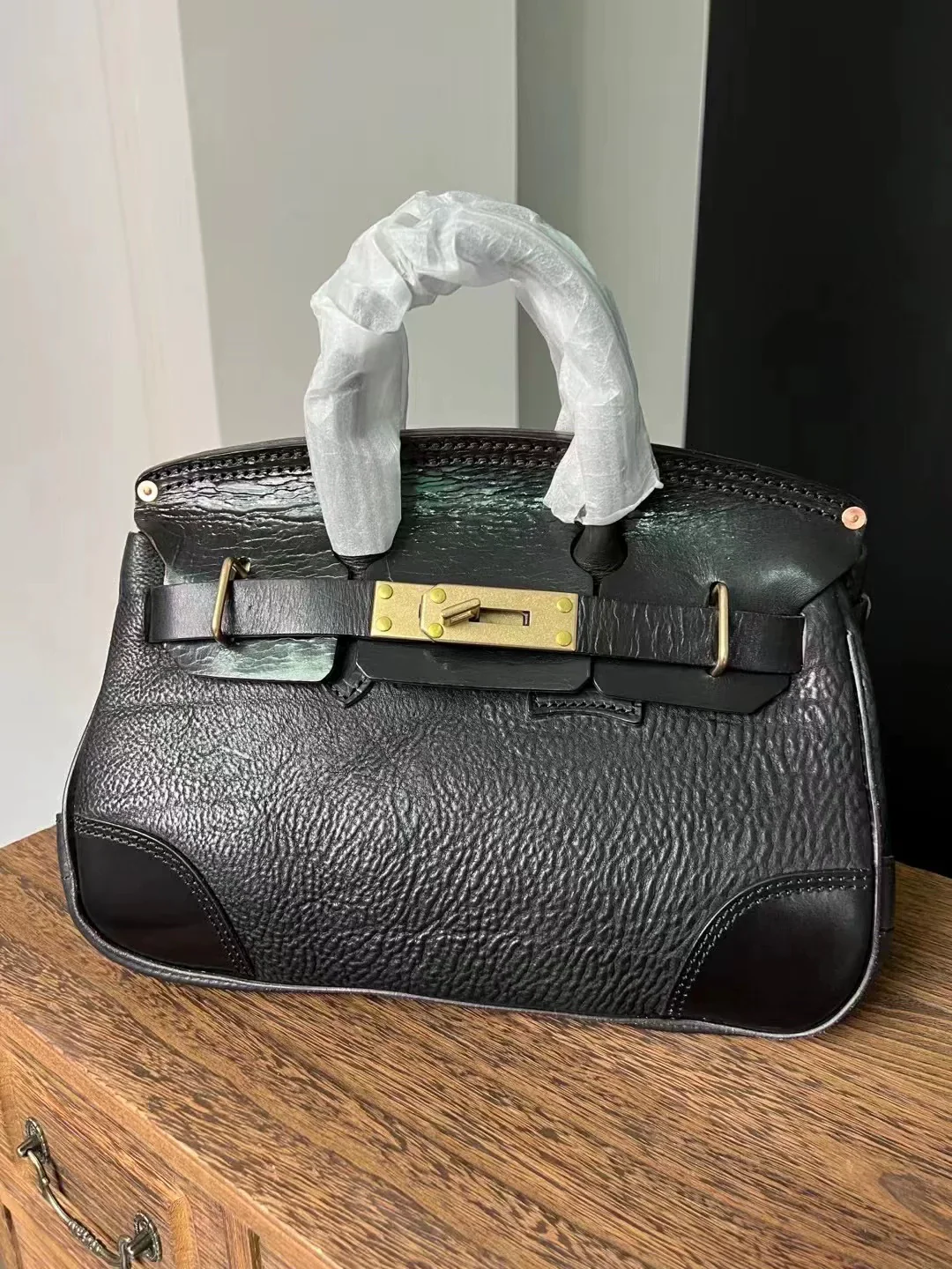 Italian Vegetable-Tanned Leather Top-Handle Bag - Image 5