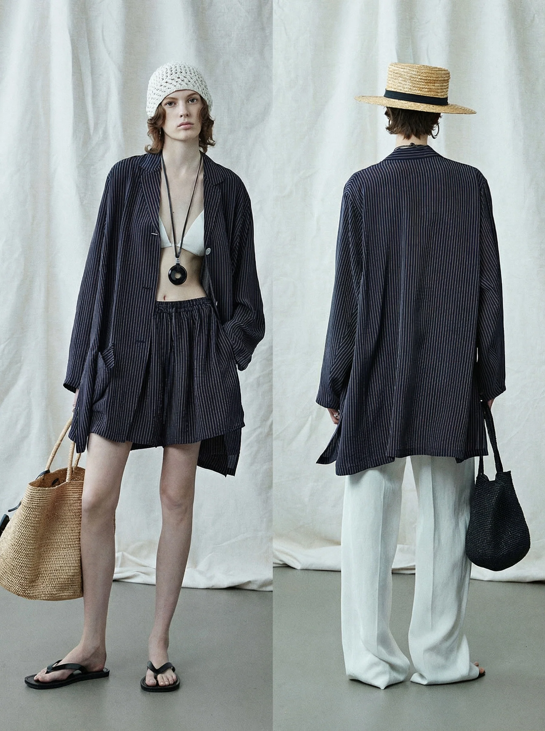Italian Viscose Pinstripe Shirt & Shorts Set - Image 5