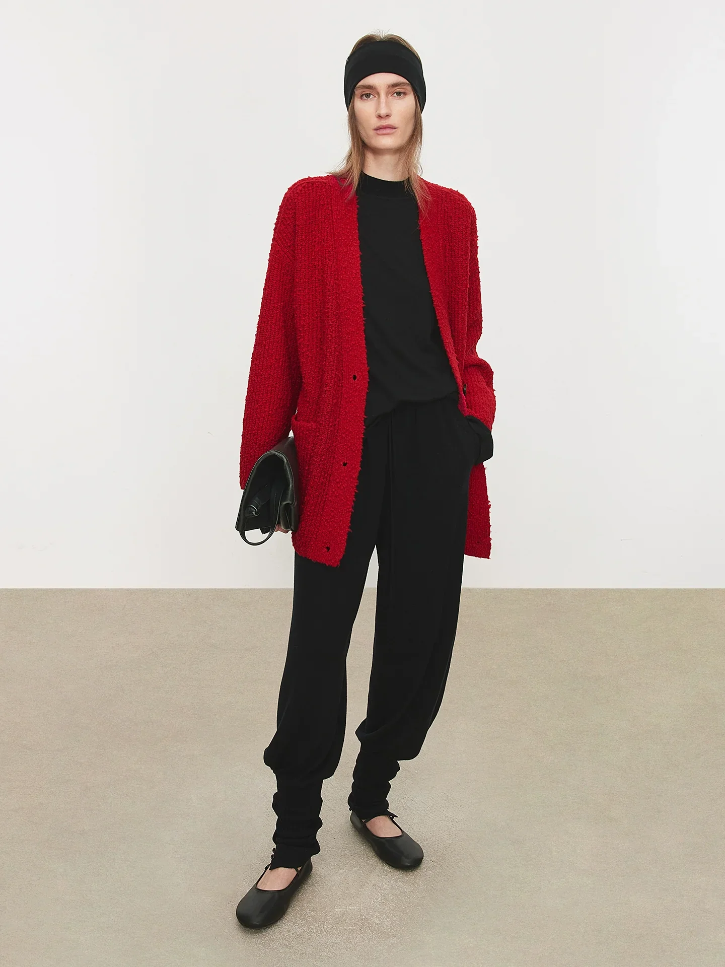 Italian Wool Bouclé V‑Neck Cardigan - Image 3