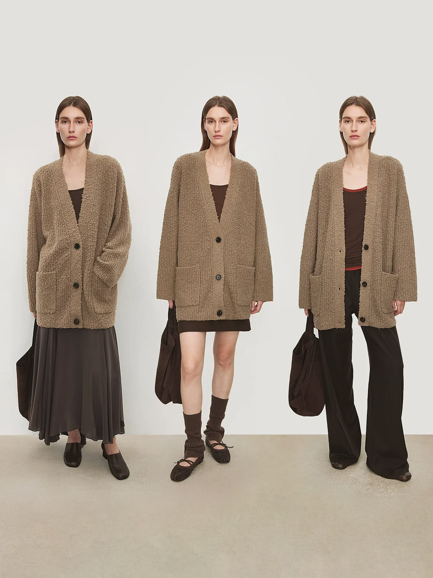 Italian Wool Bouclé V‑Neck Cardigan - Image 4