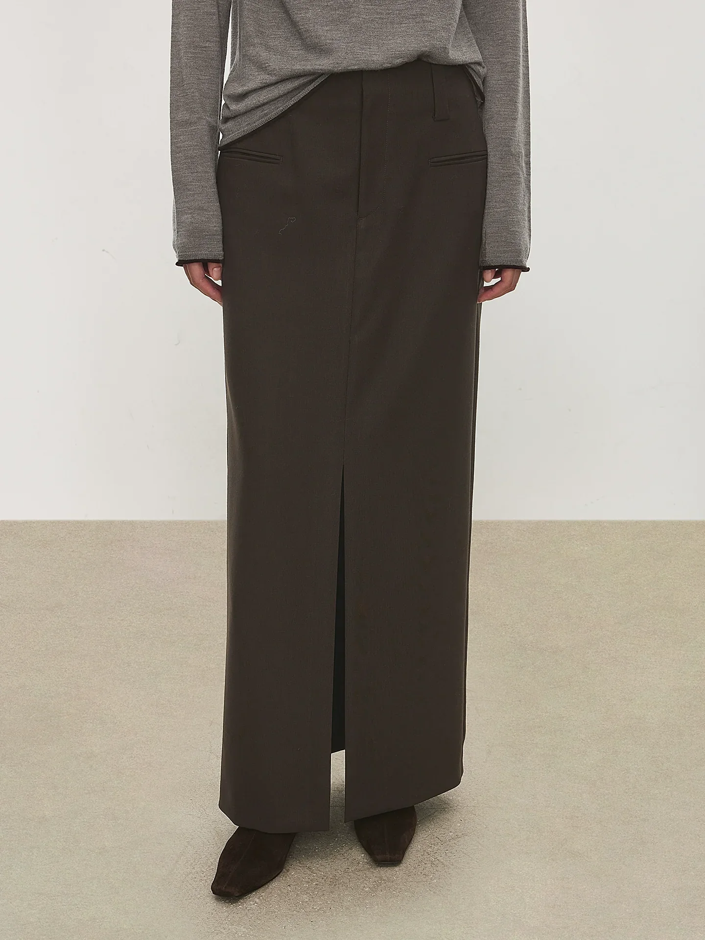 Italian Worsted Wool Column Skirt