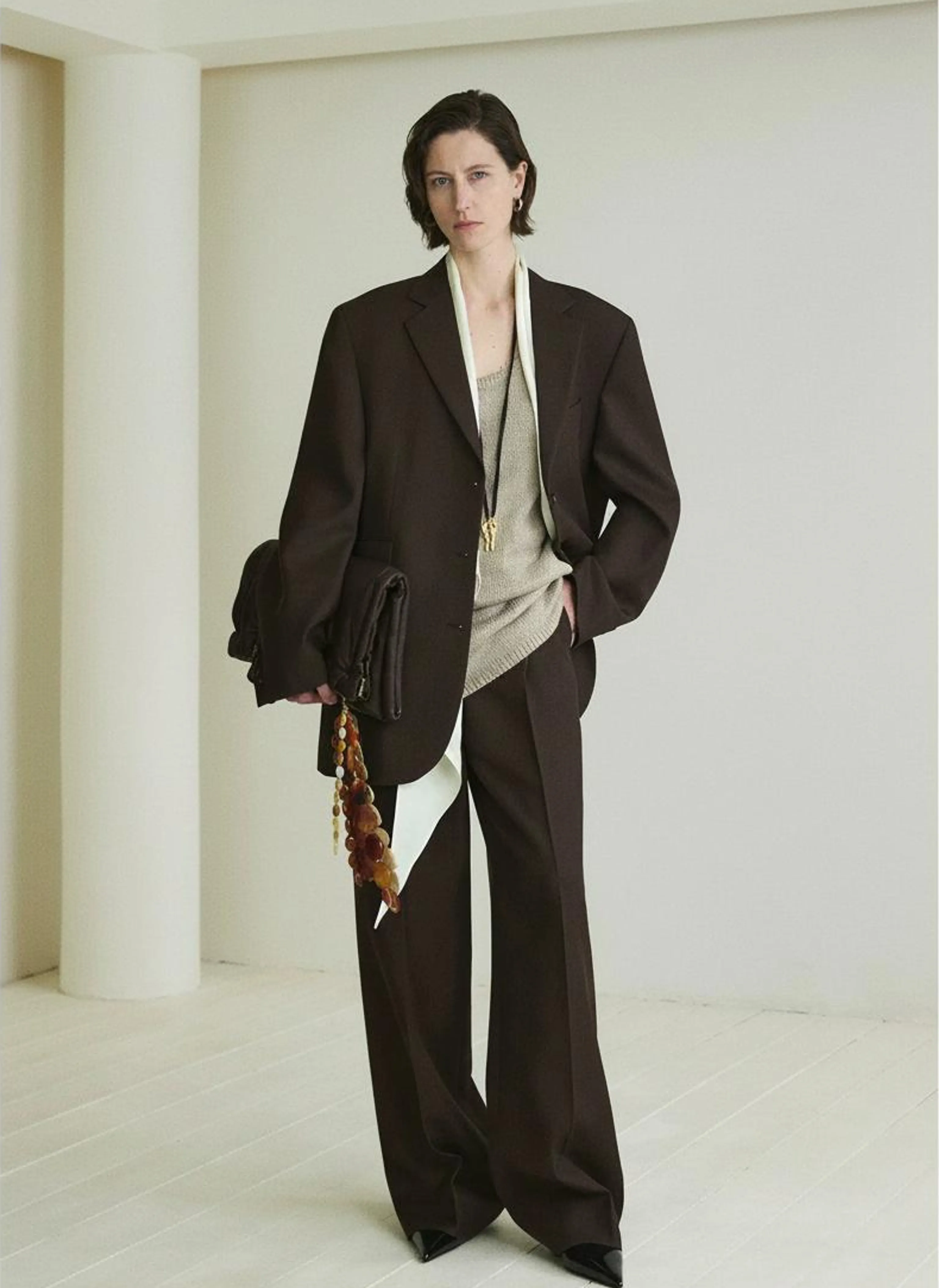 Italian Worsted Wool Wide-Leg Trousers