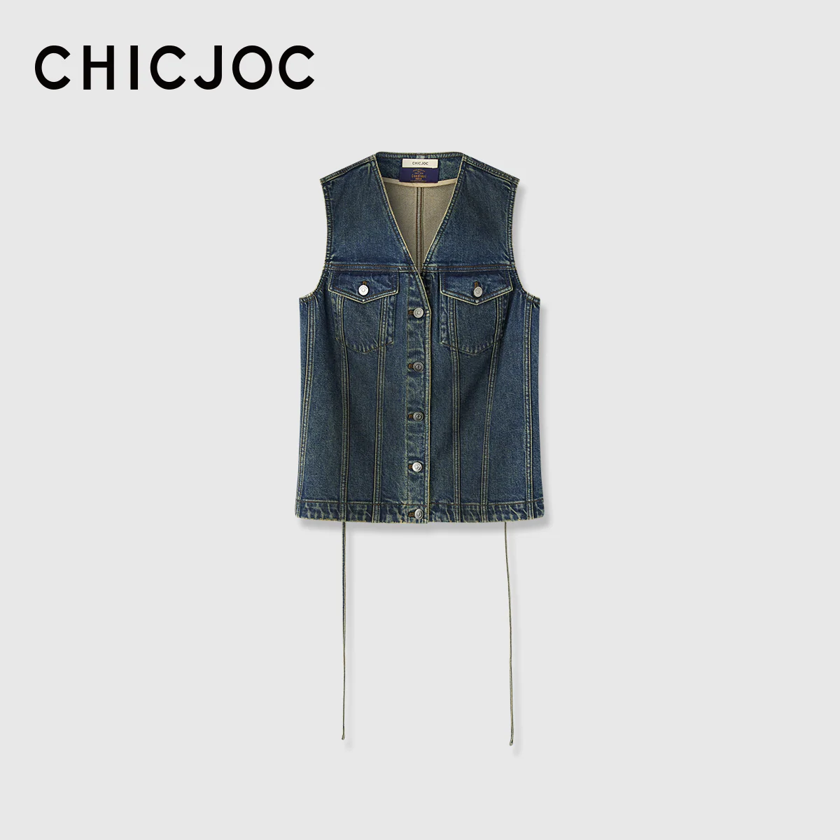 ItalianStretchDenimV-NeckVest - Image 6