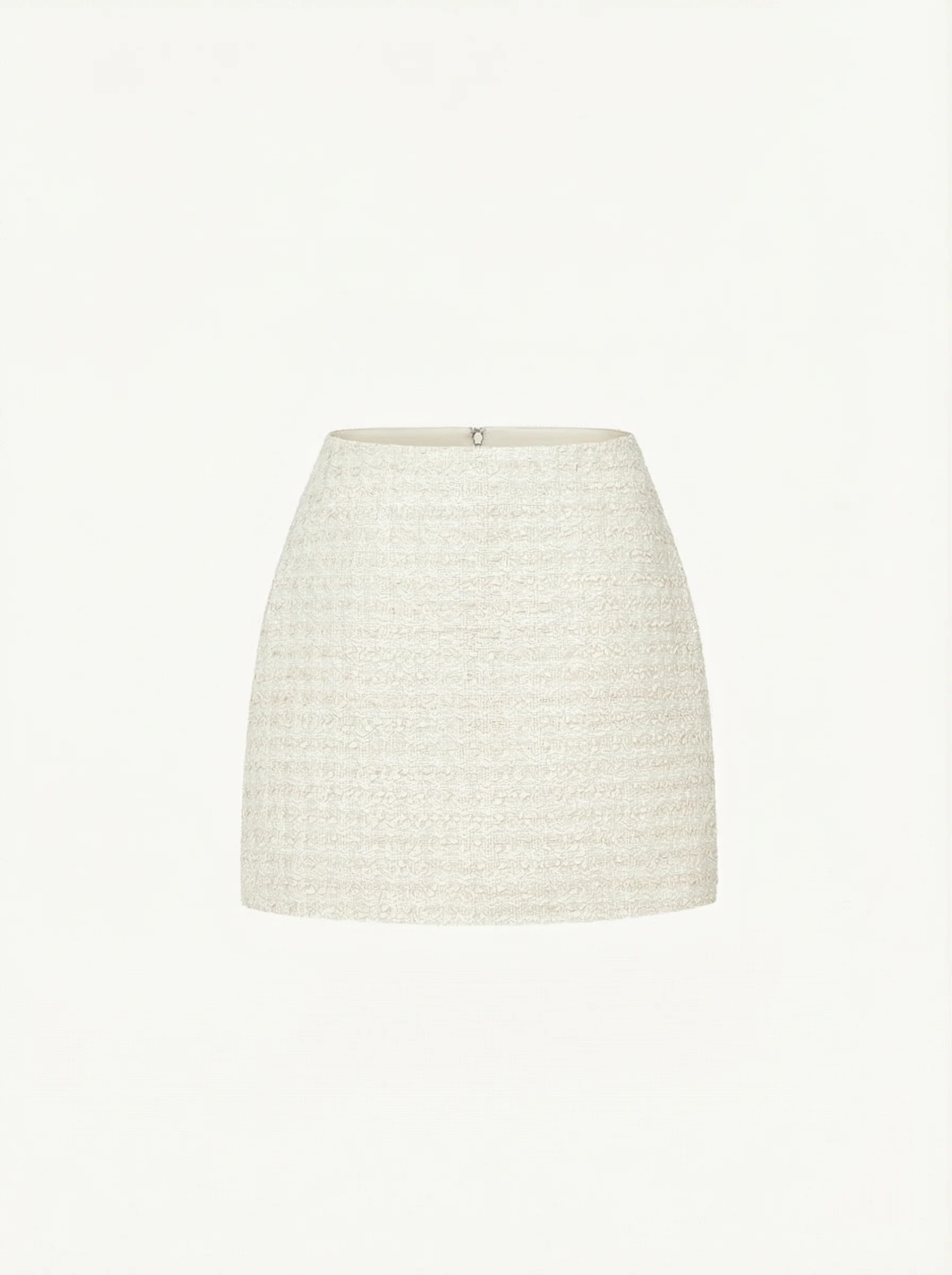 Ivory Bouclé Tweed A-Line Mini Skirt - Image 3