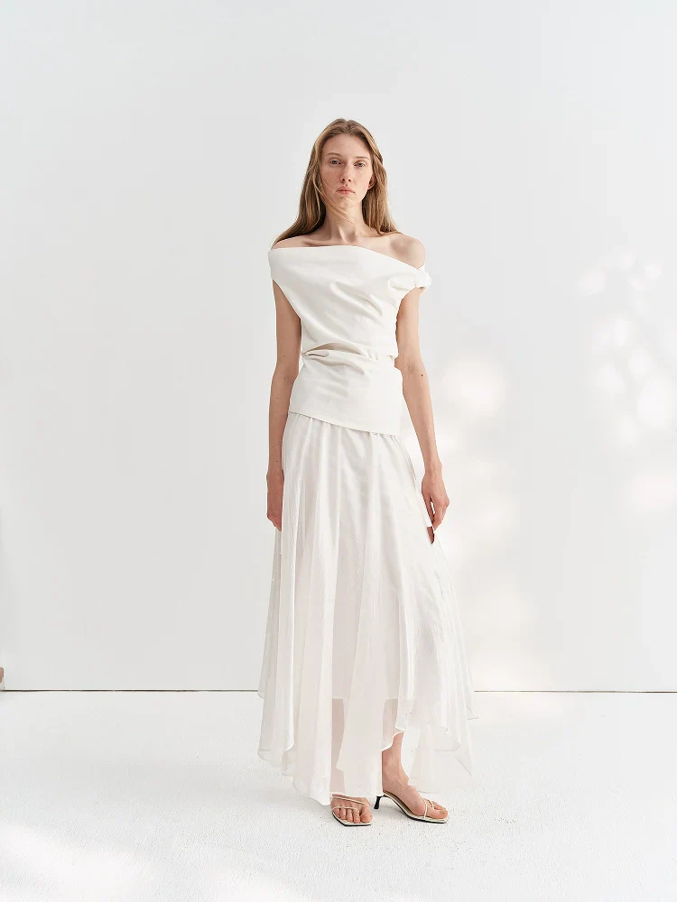 Ivory Gauze Maxi Skirt