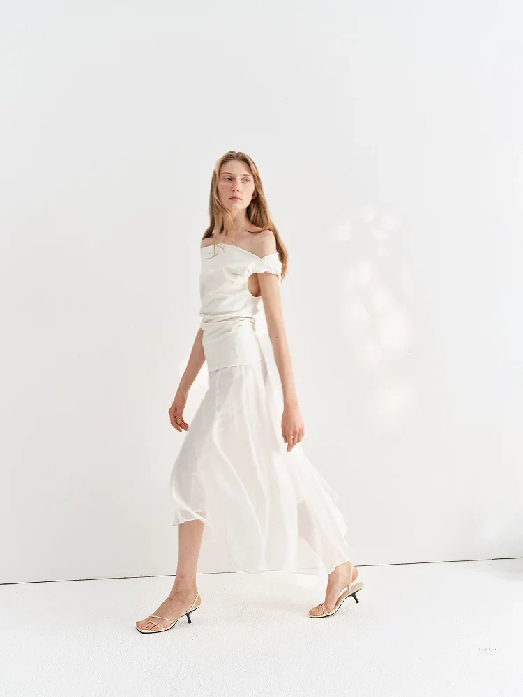 Ivory Gauze Maxi Skirt - Image 3