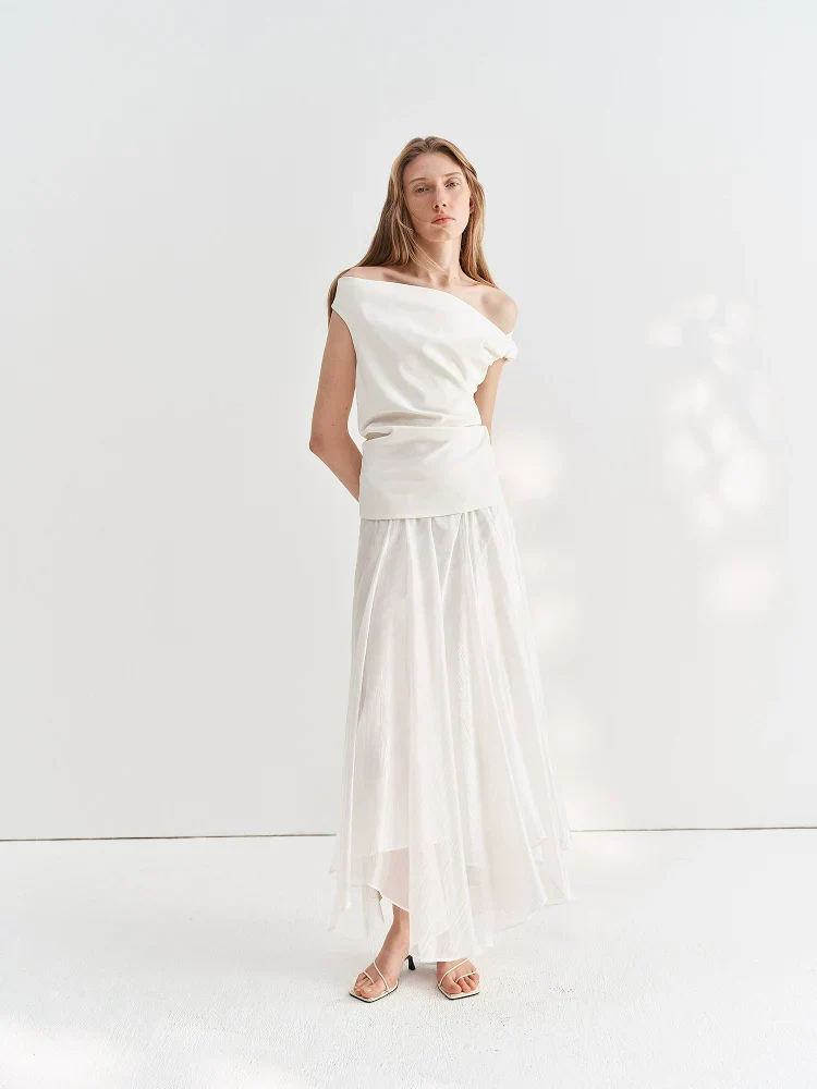 Ivory Gauze Maxi Skirt - Image 4