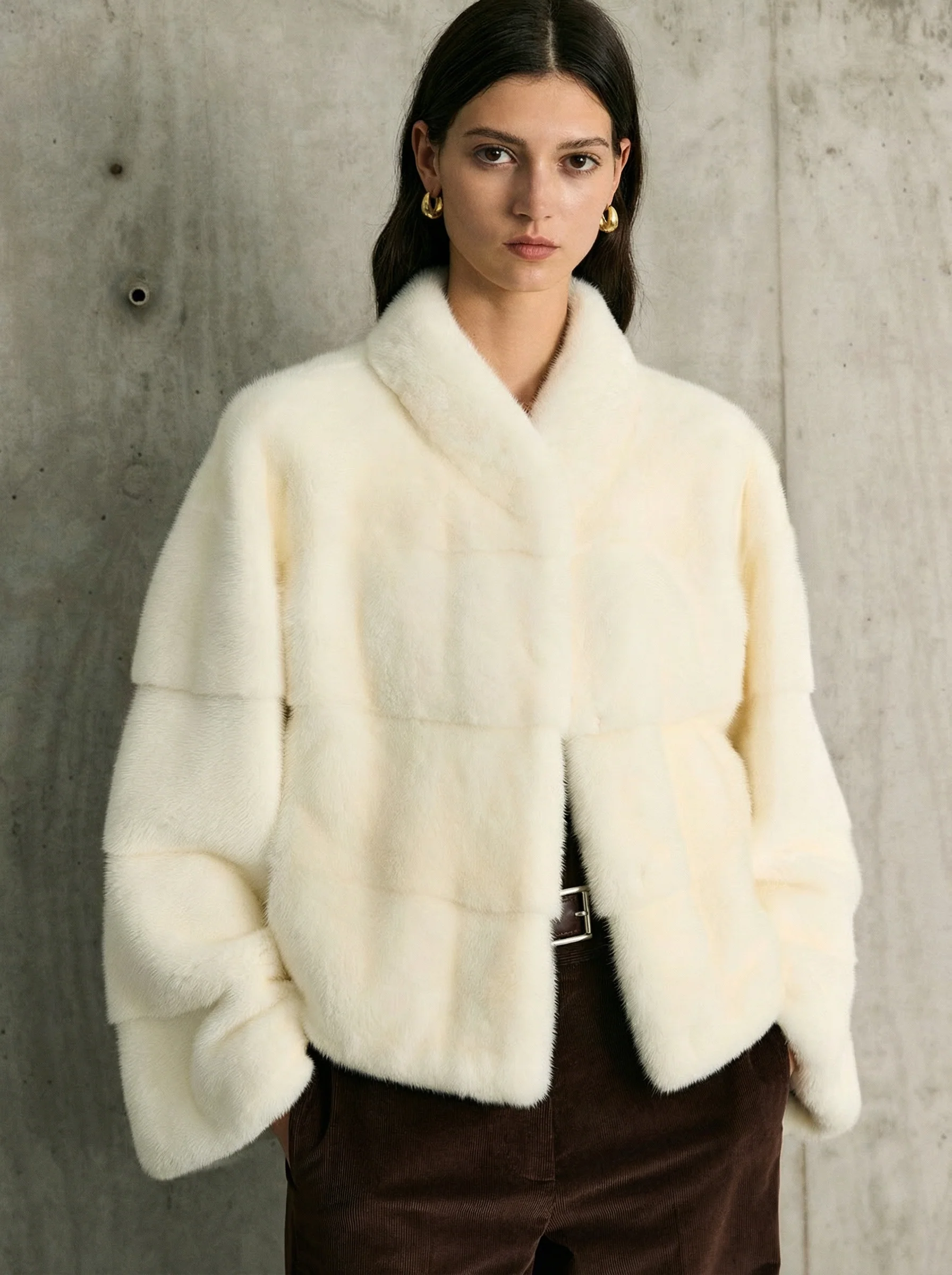 Ivory Velvet Mink Jacket - Image 6