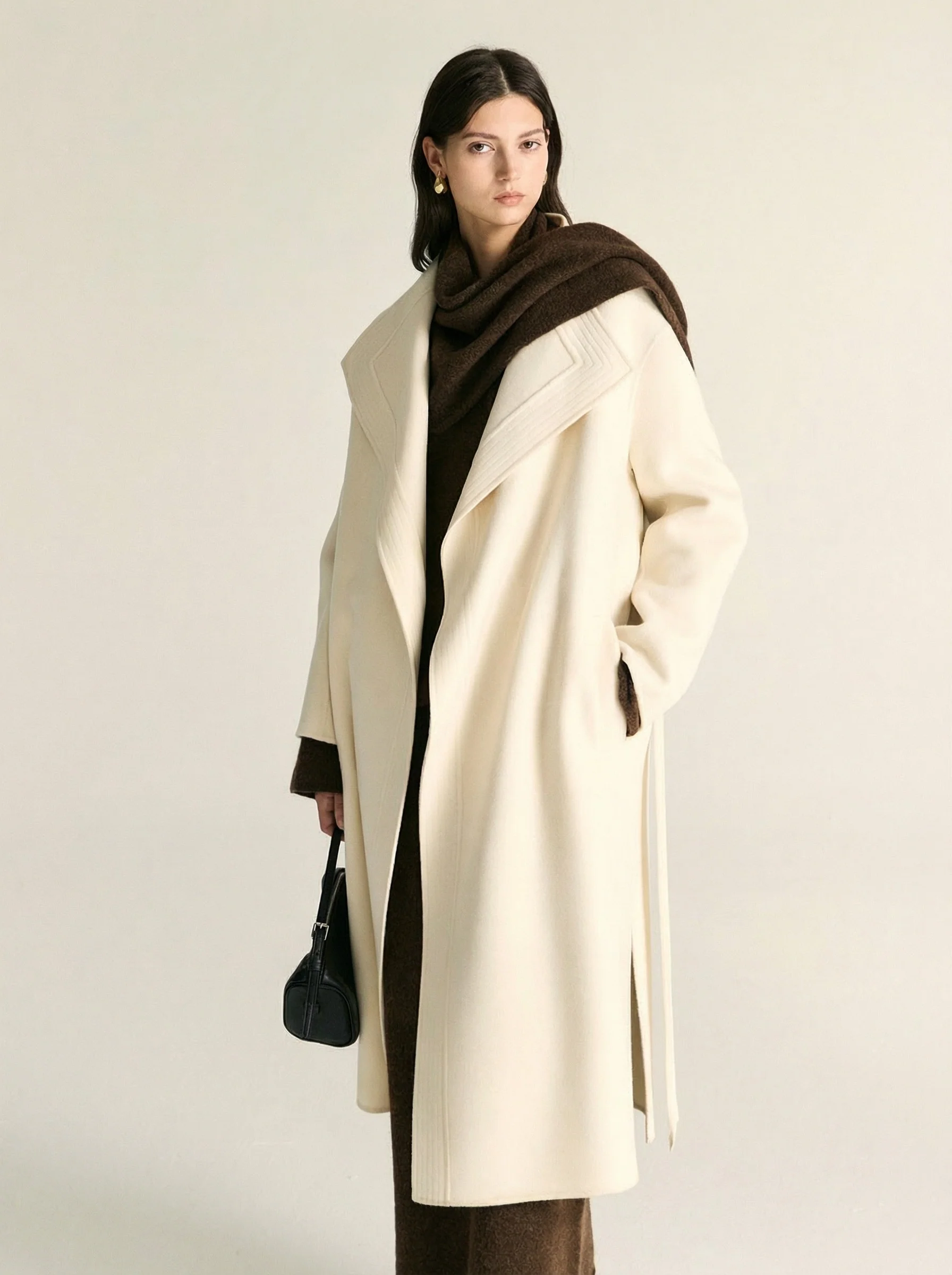 Ivory Wool-Cashmere Wrap Coat - Image 3