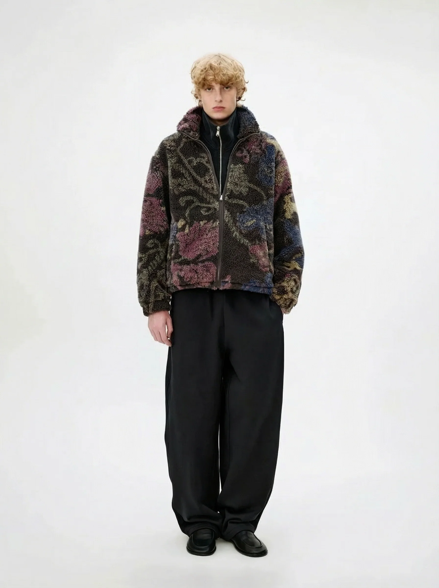 Jacquard Wool-Blend Sherpa Zip Jacket - Image 6