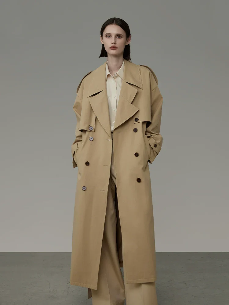 Khaki Double-Breasted Trench Coat