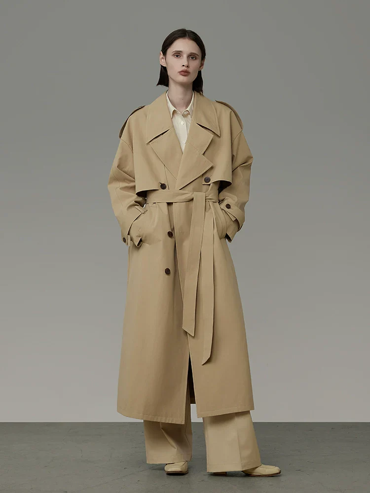 Khaki Double-Breasted Trench Coat - Image 2