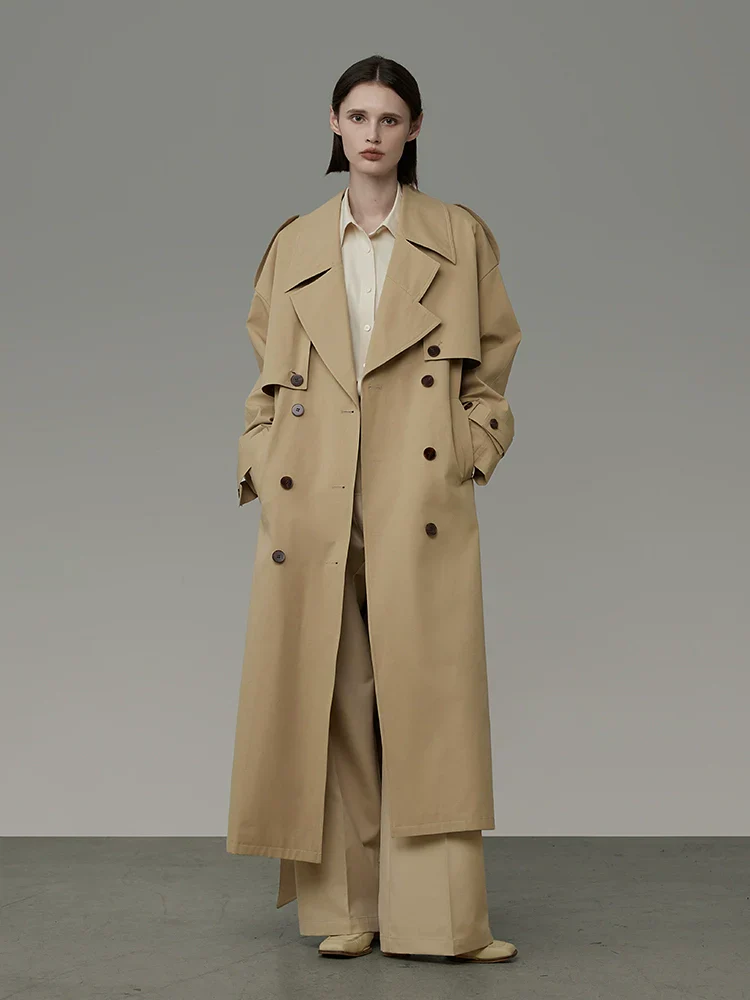 Khaki Double-Breasted Trench Coat - Image 3