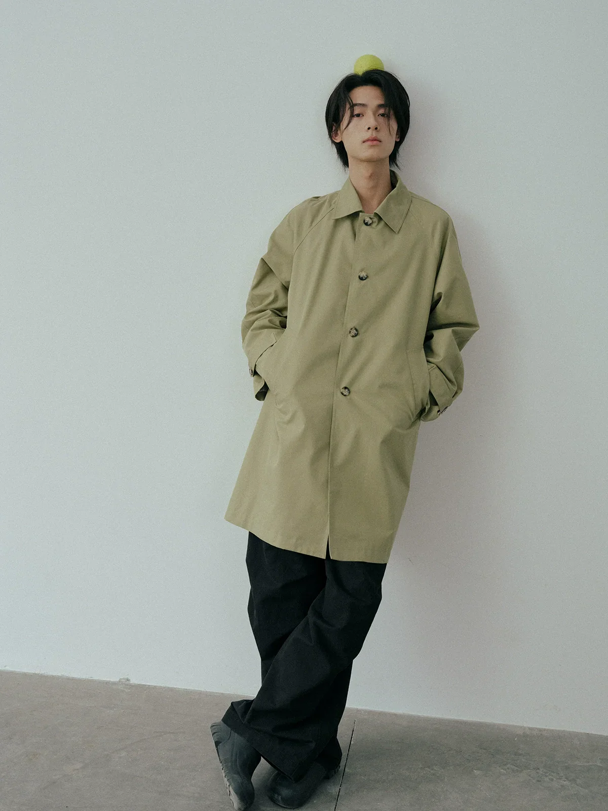 Khaki Mid-Length Trench Coat - Image 4