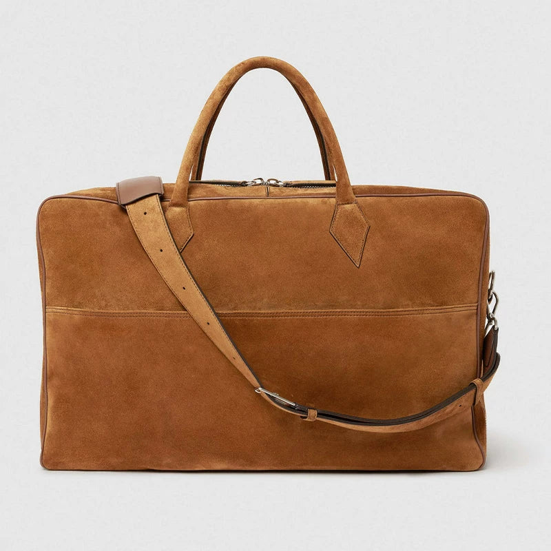 Khaki Top-Grain Leather Weekender - Image 6