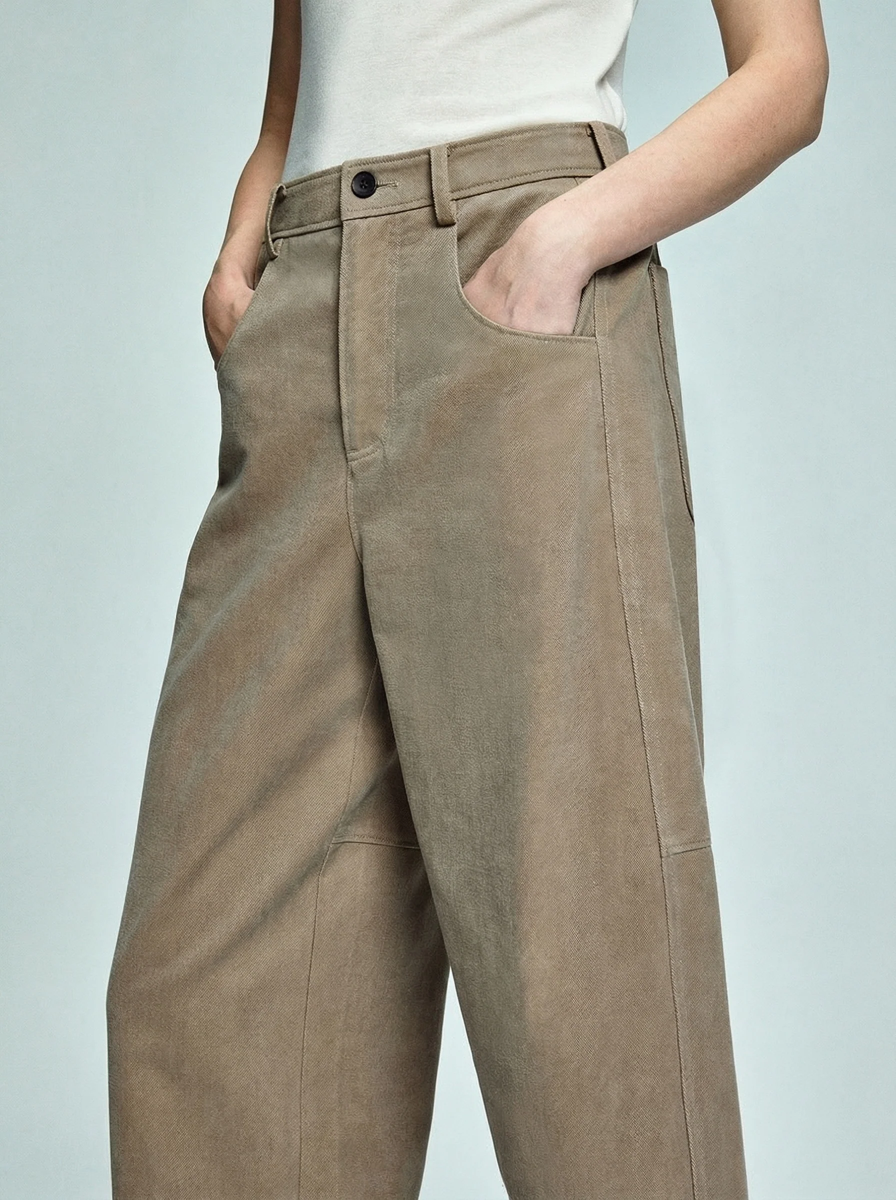 Khaki Wide-Leg Pants - Image 3