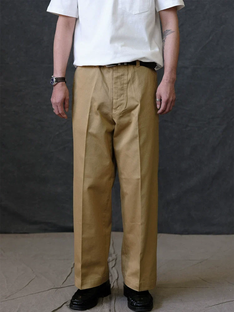 Khaki Wide-Leg Straight Trousers - Image 2