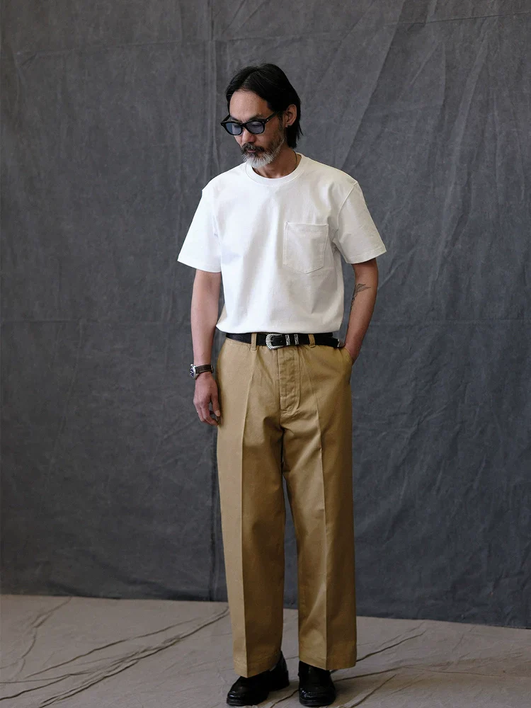 Khaki Wide-Leg Straight Trousers - Image 3