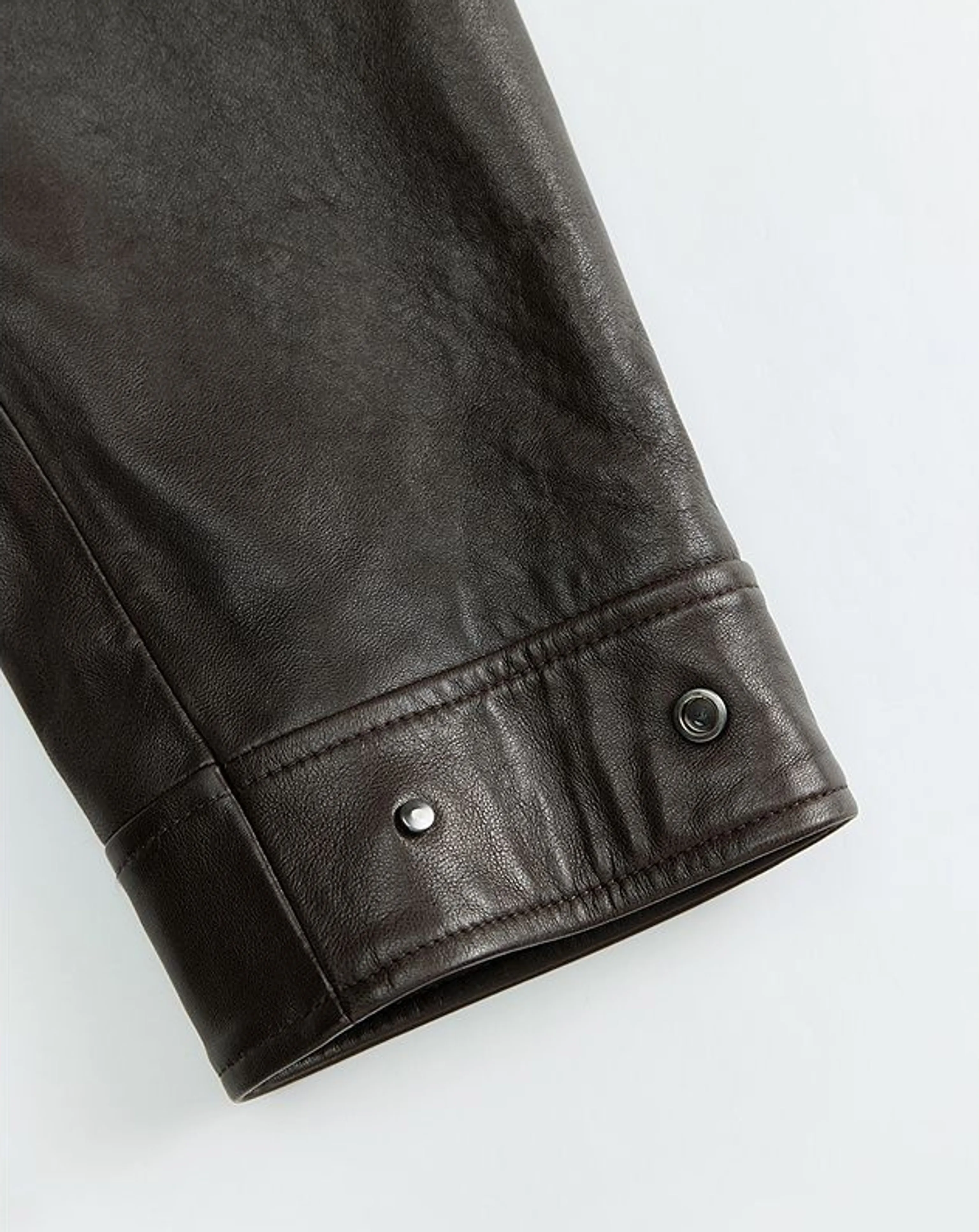 Knit Collar Lambskin Zip Jacket - Image 7