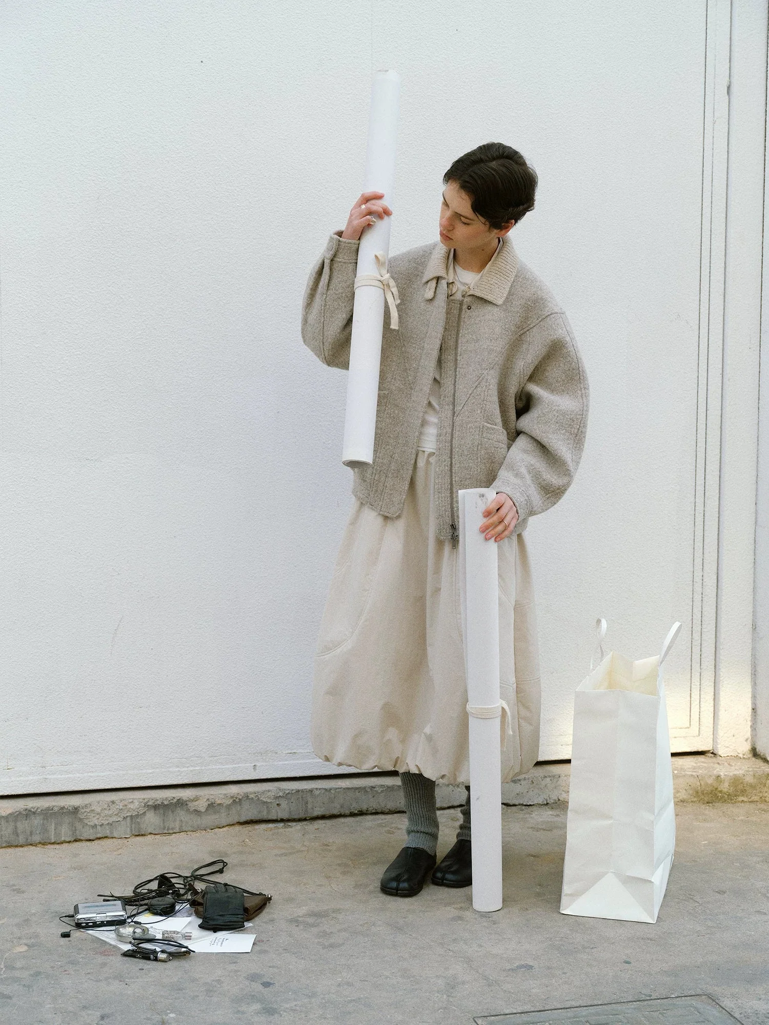 Knit Collar Wool Zip Jacket - Image 3