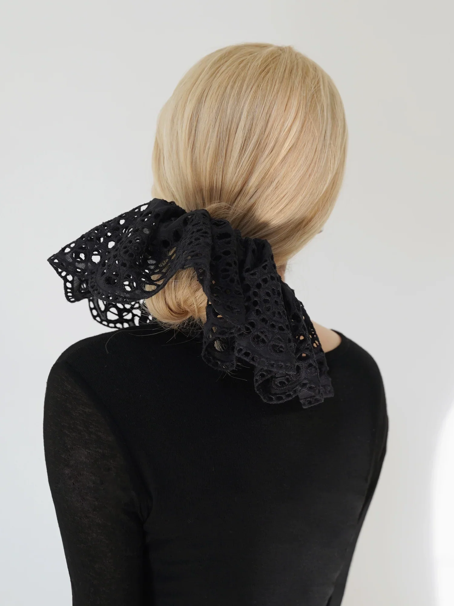 Lace Embroidered Hair Scrunchie - Image 2
