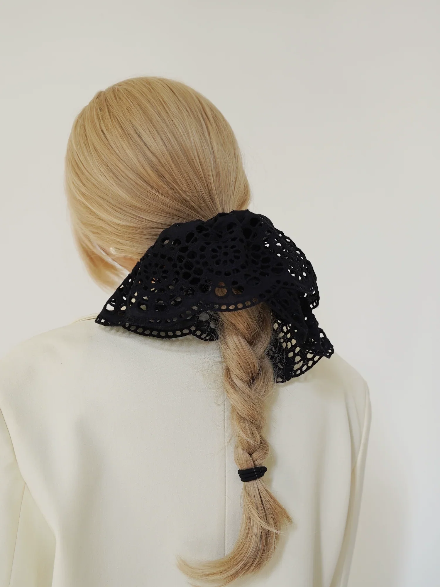 Lace Embroidered Hair Scrunchie - Image 3