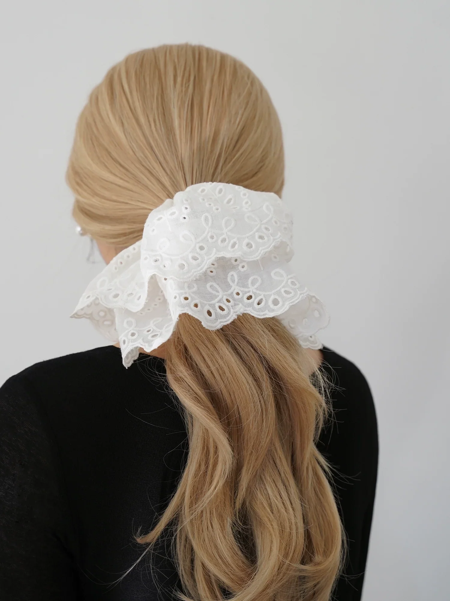 Lace Embroidered Hair Scrunchie - Image 5