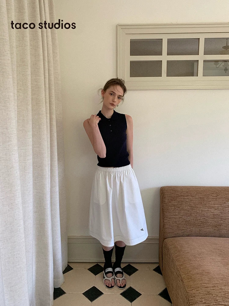 Lace-Trim Cotton Skirt - Image 2