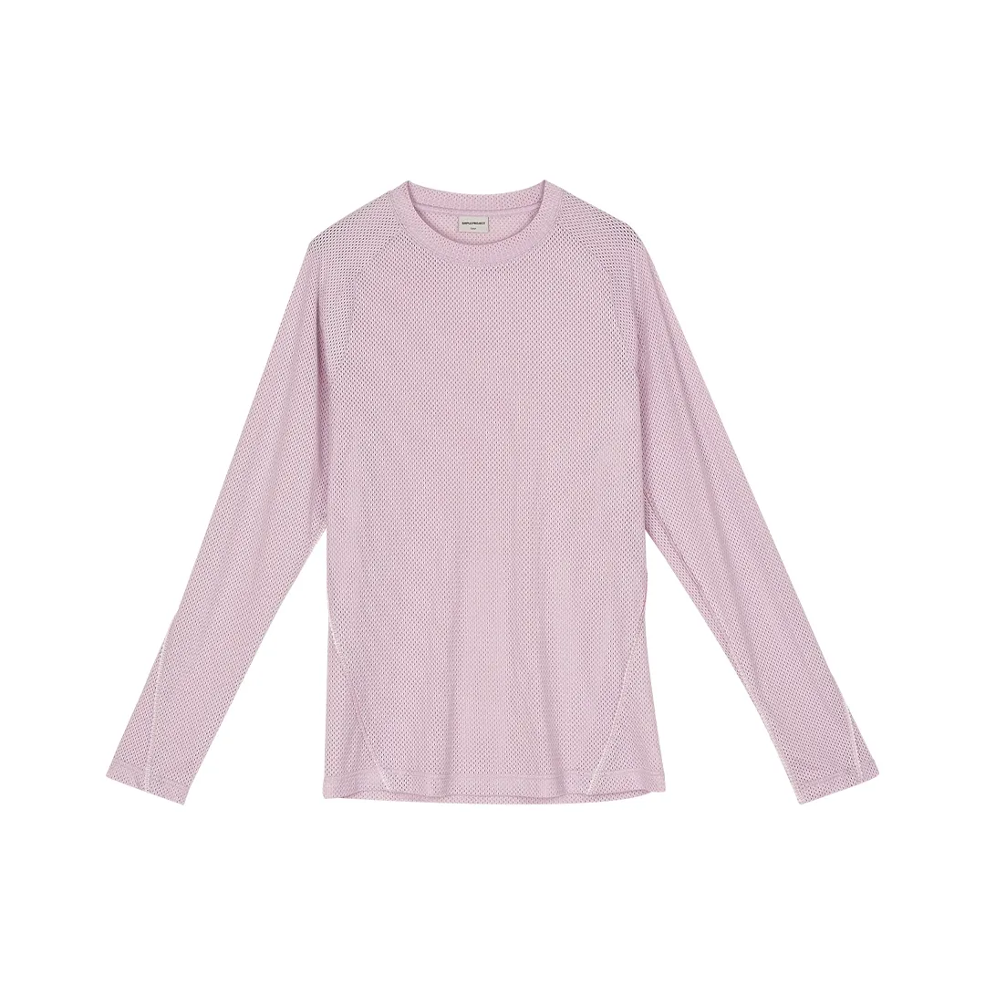 Lace-Trim Mesh Long Sleeve Tee - Image 7