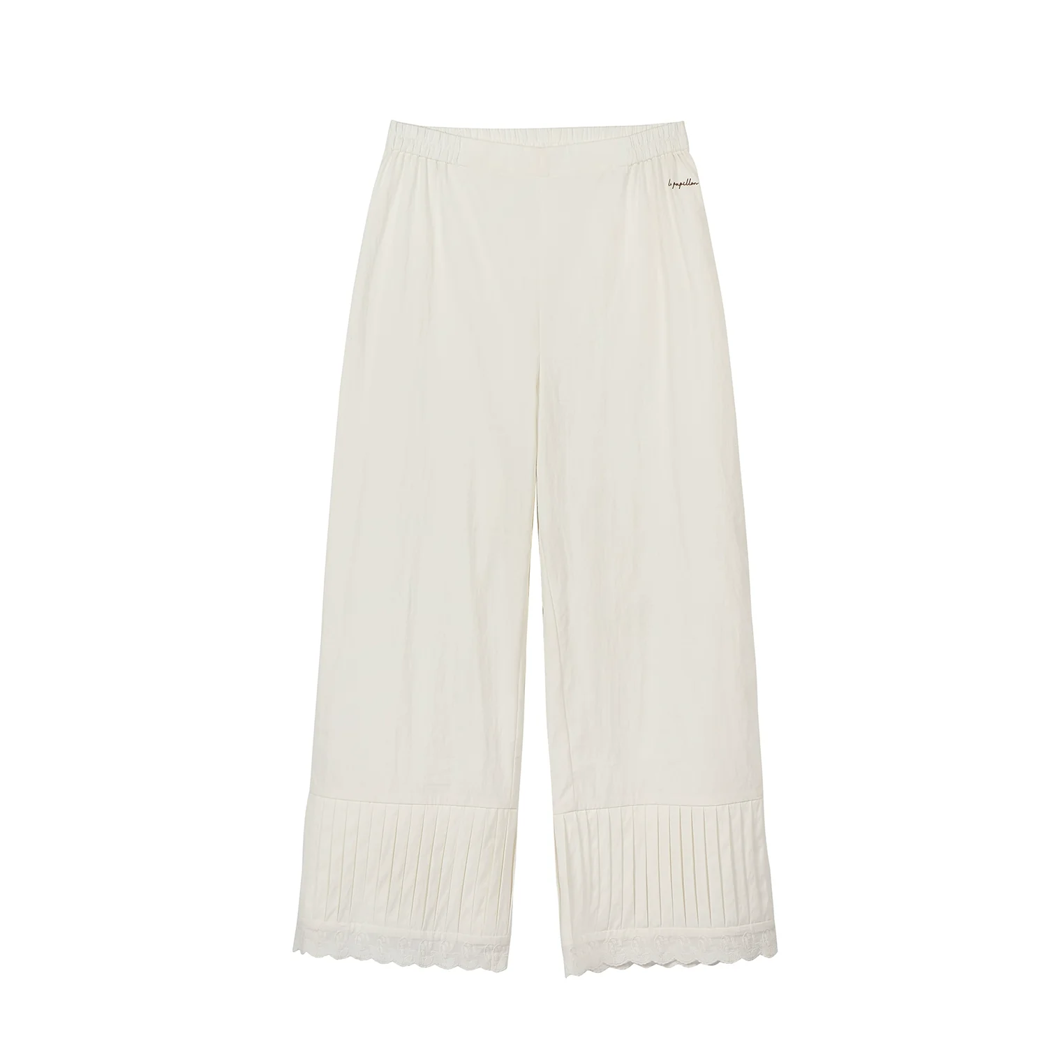 Lace-Trim Pleated-Cuff Cropped Pants - Image 4