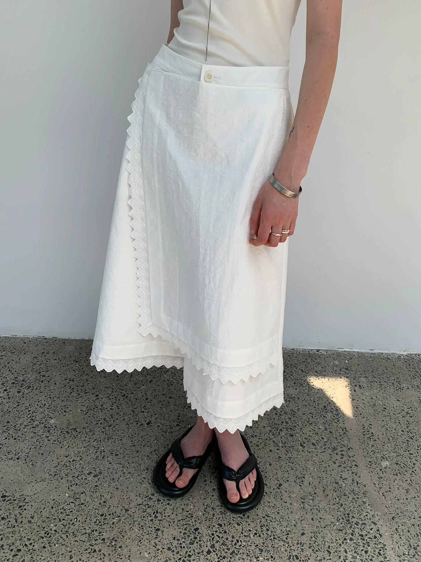 Lace-Trim Wrap Skirted Culottes - Image 5