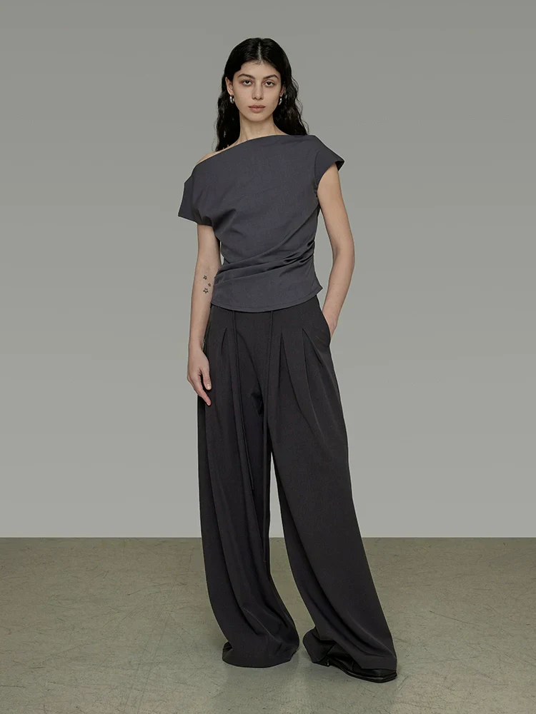 Lace-Up Pleated Wide-Leg Pants - Image 2