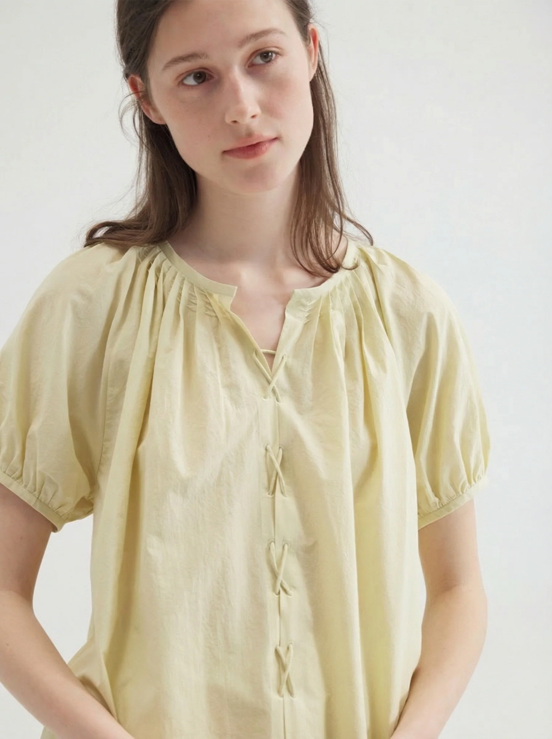 Lace-Up Puff Blouse - Image 3