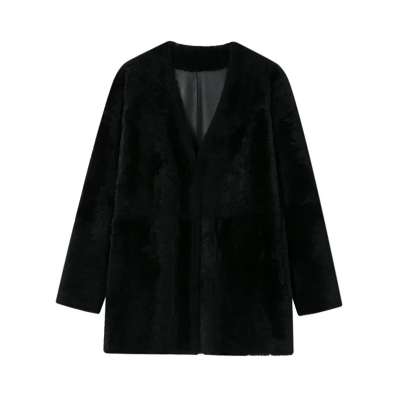 Lacon V-Neck Shearling Coat - Image 4