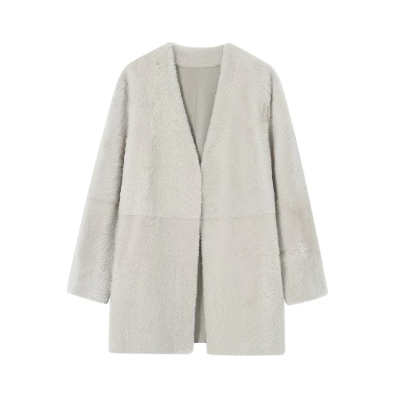Lacon V-Neck Shearling Coat - Image 5