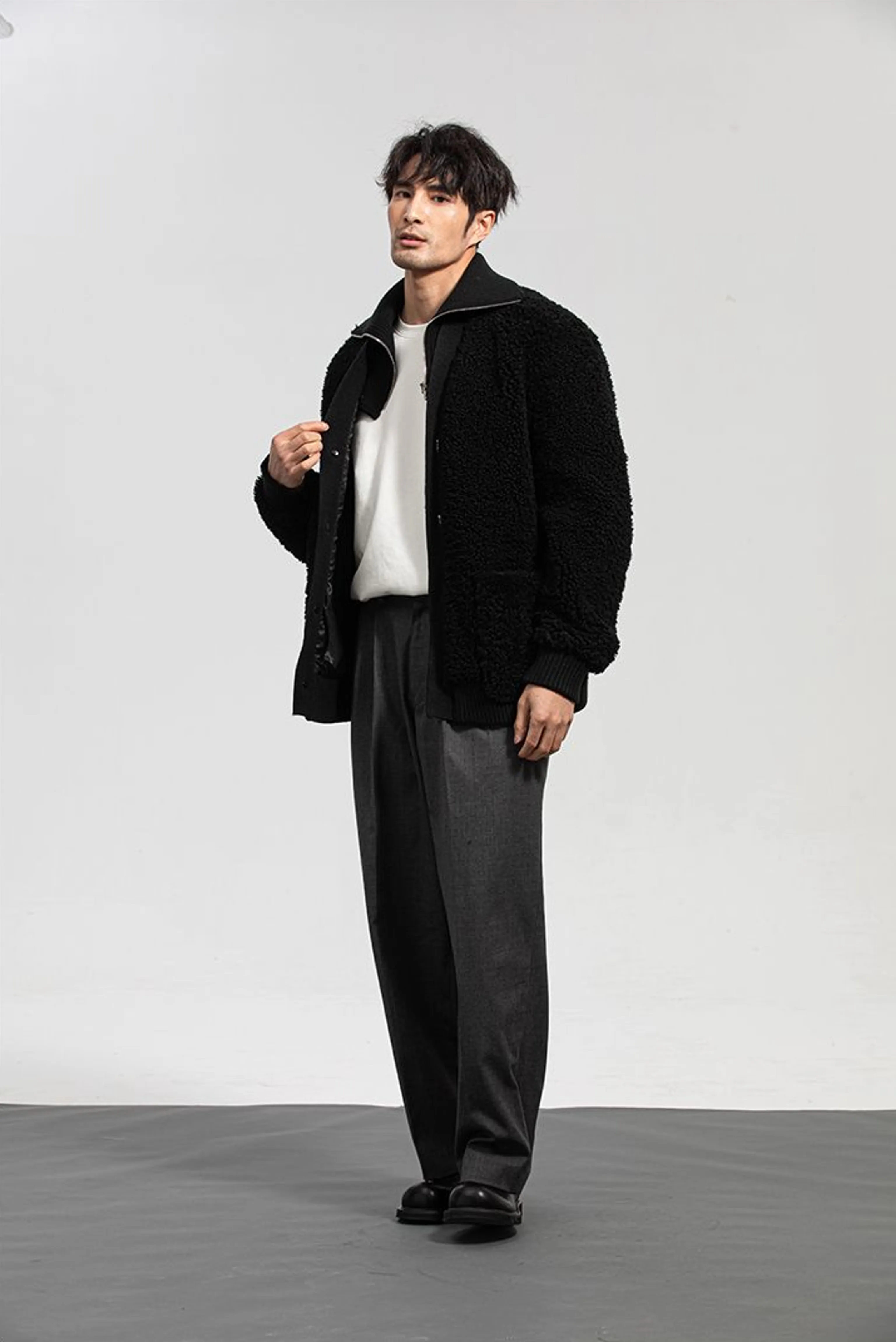Lamb Shearling Button Jacket - Image 2