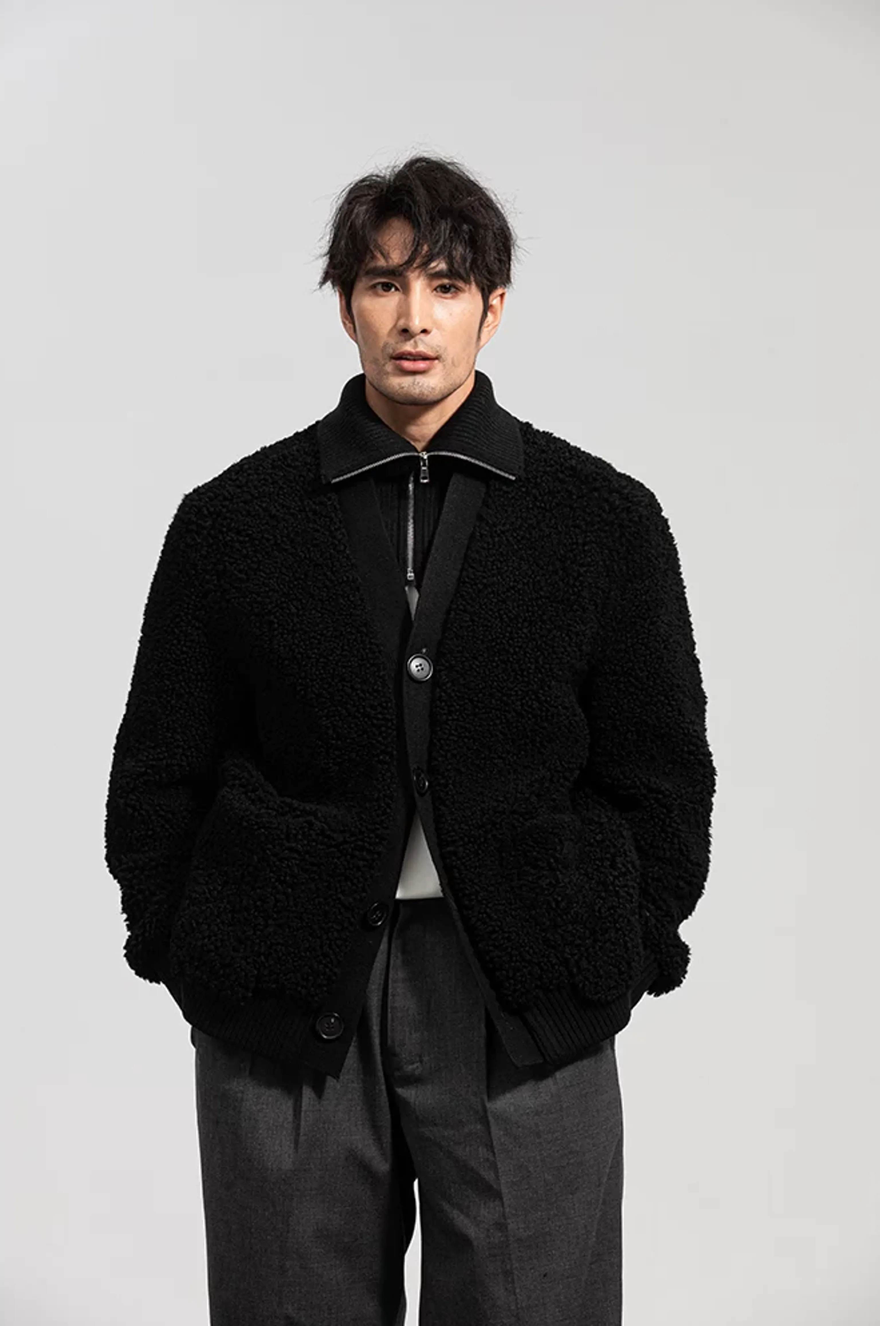 Lamb Shearling Button Jacket - Image 4