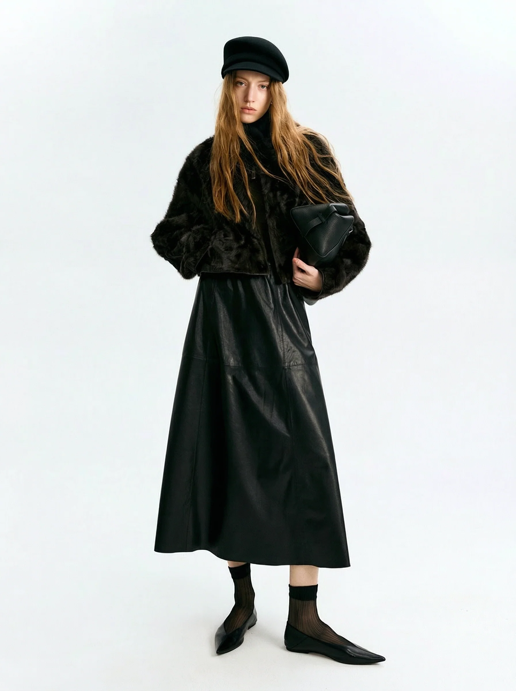 Lambskin A-Line Midi Skirt - Image 5