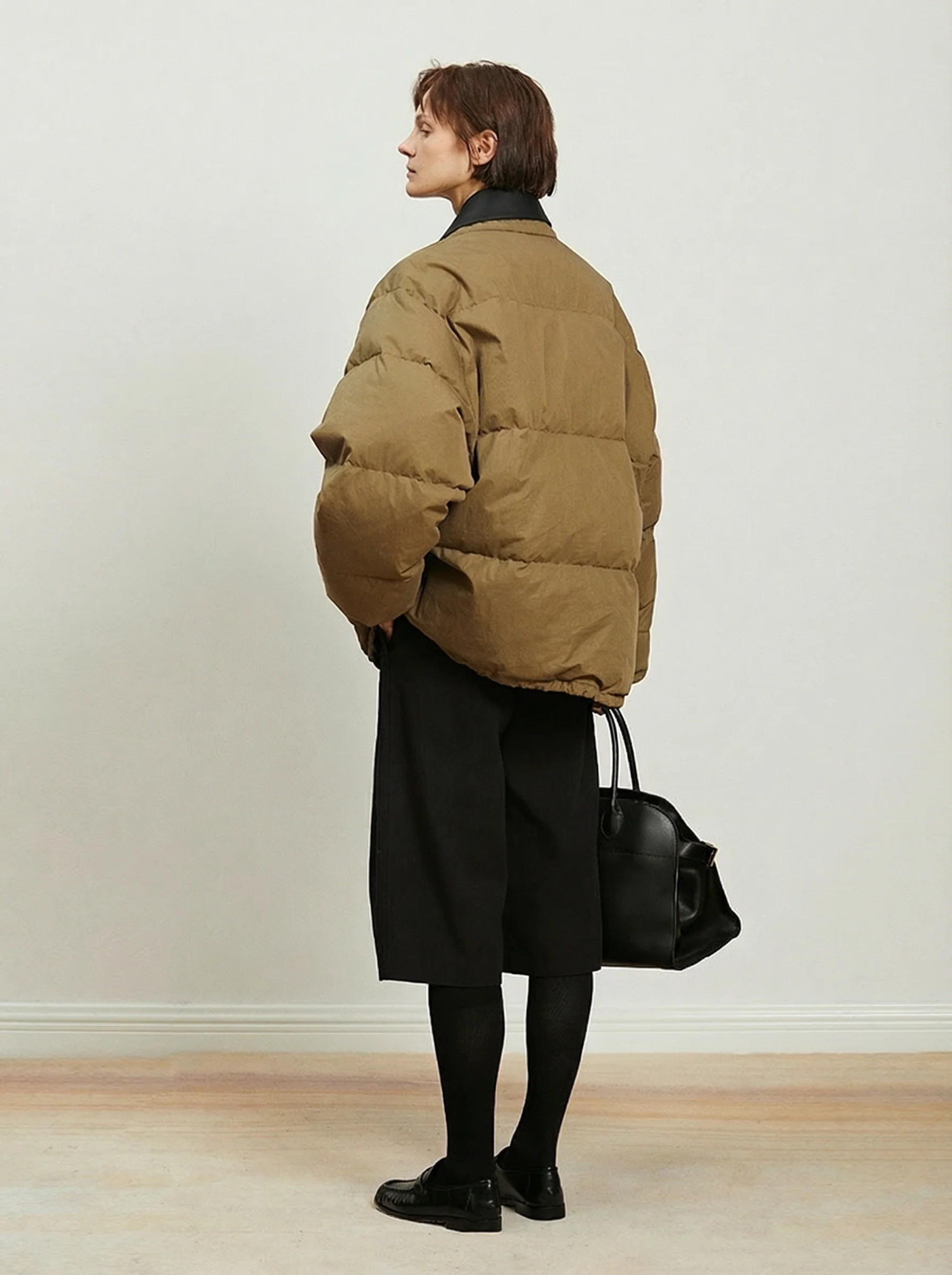 Lambskin Collar Goose Down Puffer - Image 4