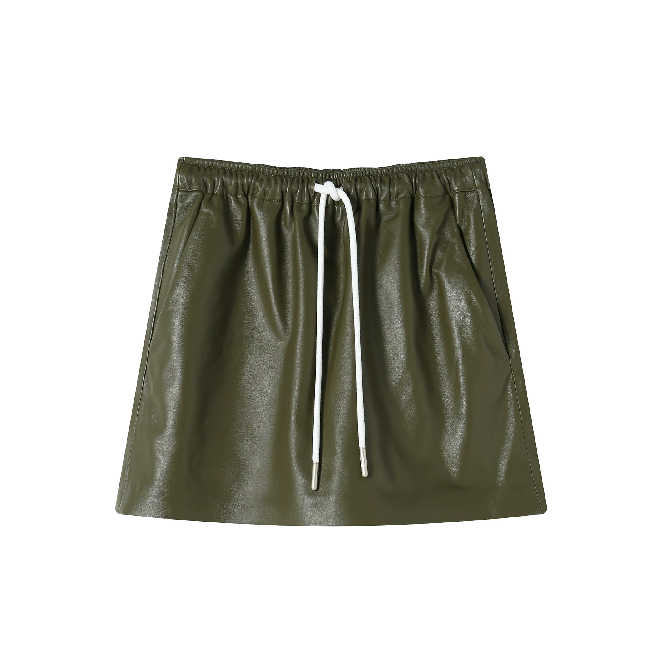 Lambskin Drawstring Mini Skirt